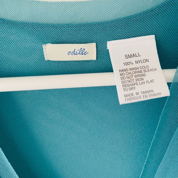 Anthro Odille Teal Mesh Sleeveless Top - Picture 3 of 4